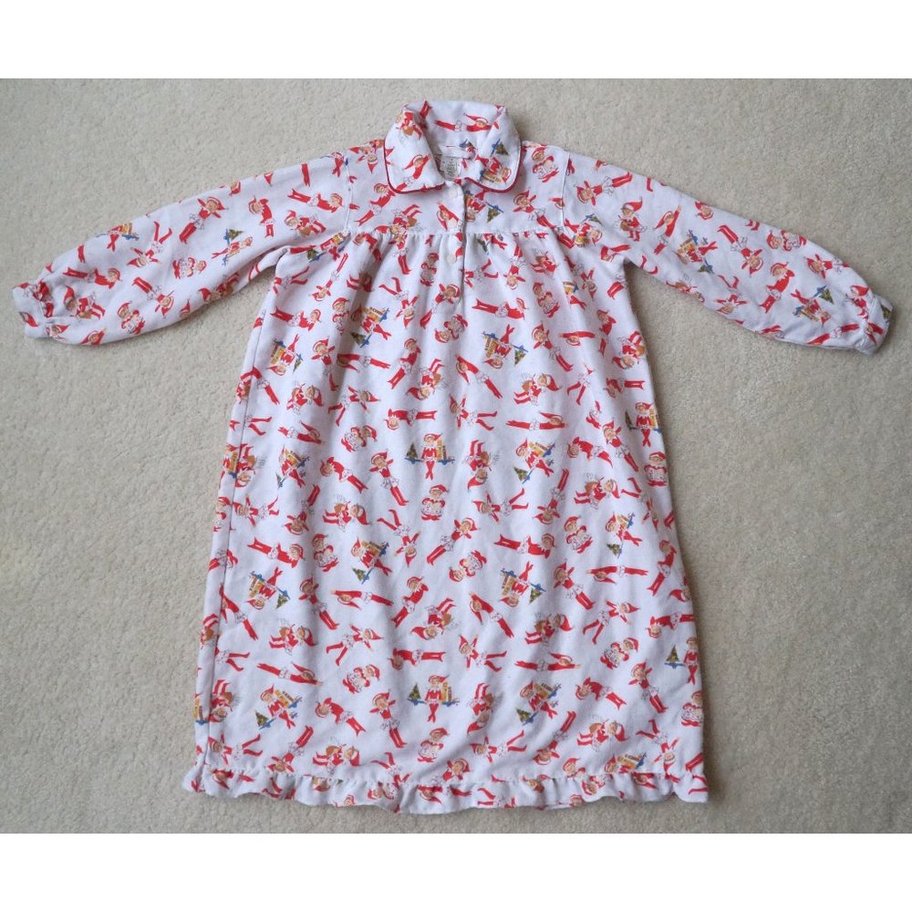 $56 Pottery Barn Kids Girls Elf On The Shelf Holiday Nightgown Size 6 fits 5-8+